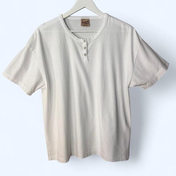 Vintage Woolrich Original Outdoorwear White Snap Scoop Neck Short Sleeve Tee - Picture 1 of 5